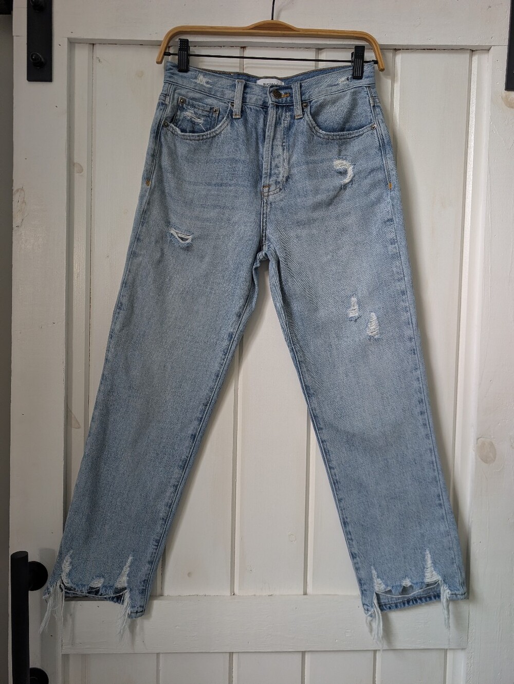 Pistola Charlie High-Rise Distressed Straight Leg Cropped Jeans Size 26